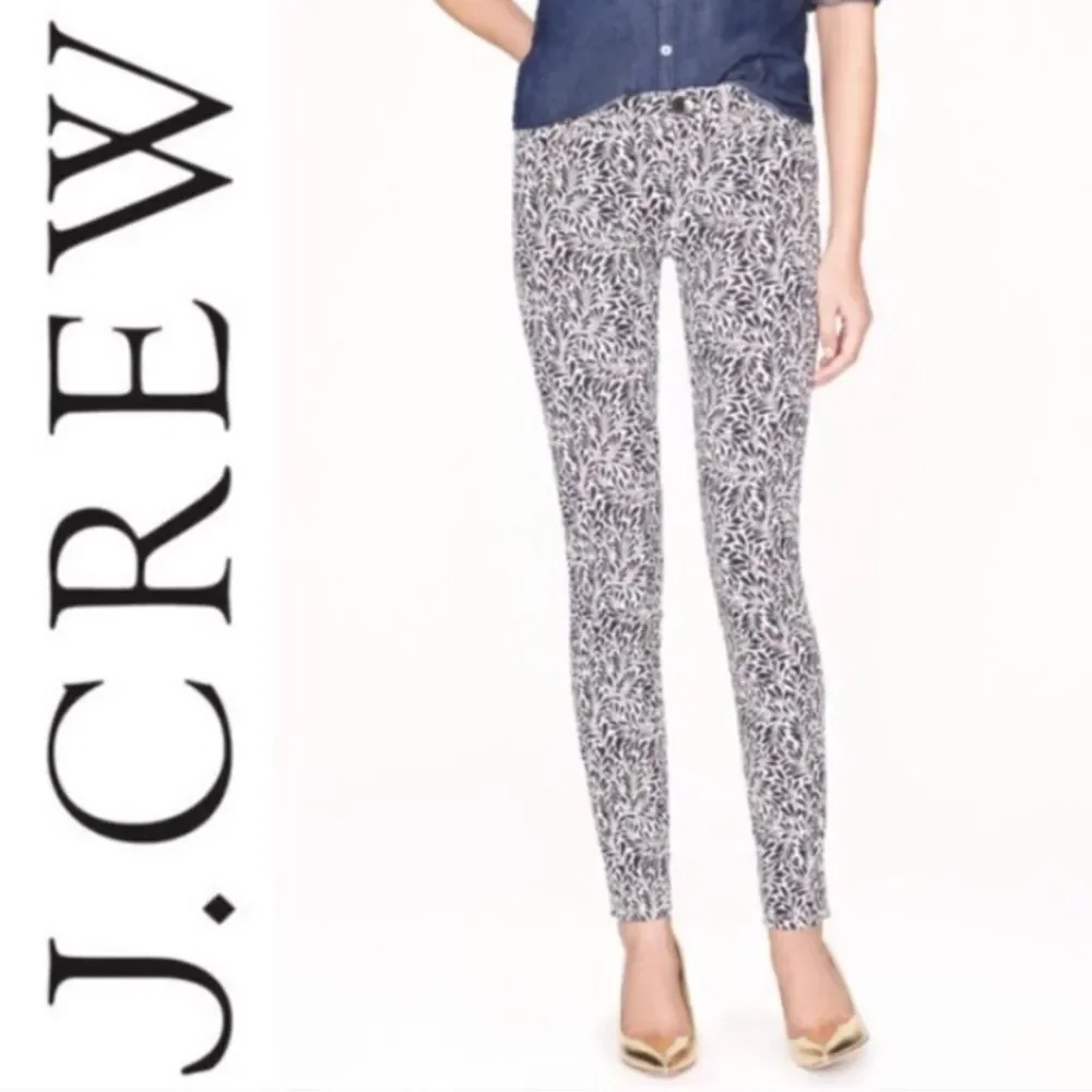 J. Crew Fern Print Mid-rise‎ Toothpick Jeans